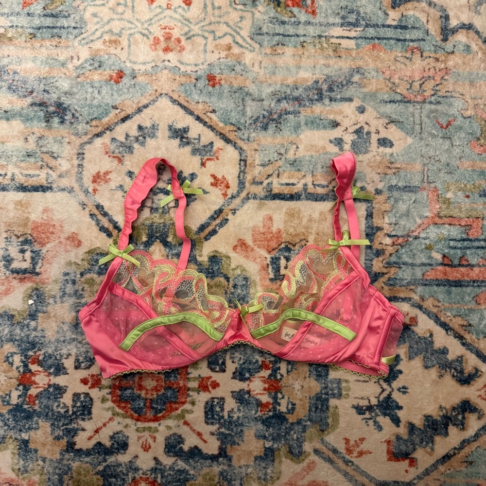 For Love And Lemons Pink and Green Lace Bra